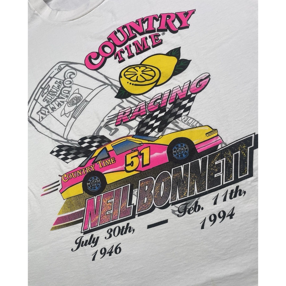 Vintage NASCAR T-shirt Neil Bonnett  Country Time Racing Single Stitch M